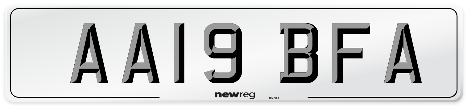 AA19 BFA Number Plate from New Reg